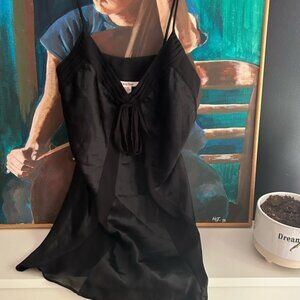 Y2K La Vie En Rose Black Satin Slip M